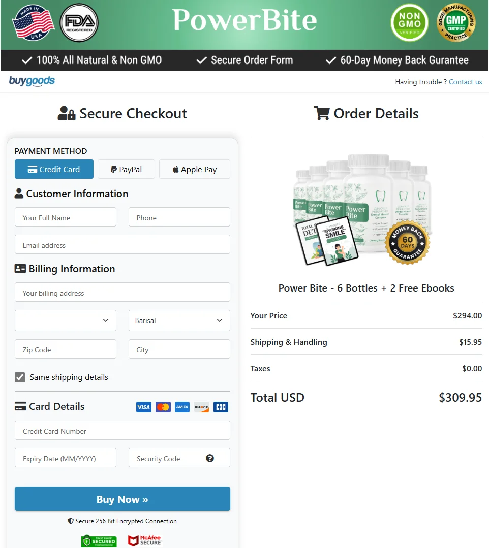 PowerBite Supplement Buy Now Form